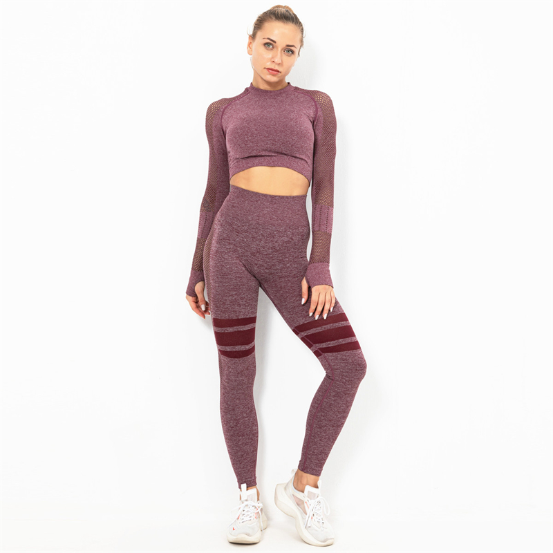 Fashion Modern Breathable Workout Clothing Women Active Wear Yoga Set 8 colors Long sleeve