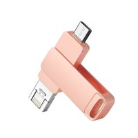 Clé USB-C 4-en-1 128 Go avec corps métallique, prise en charge USB 3.0 OTG pour Android/Smartphone/PC/Tablette/iOS (Noir, 1 an de garantie)