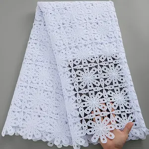 3039 Pure White Latest Designs Halloween African High Quality Cord Guipure Lace Nigeria Lace Fabric For Lady's Party Dress