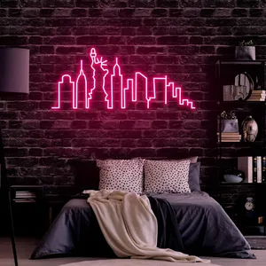 Custom <strong>New</strong> <strong>York</strong> City Skyline <strong>Neon</strong> <strong>Sign</strong> IP65 Acrylic LED Wall Decor Home Living Room Bar Office Colorful LED Strip Silicone Lamp
