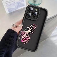 Coque de téléphone portable papillon en promotion pour iPhone 16 15 17 Air Pro Max 14 13, couleur bonbon givrée, antichoc, coque arrière