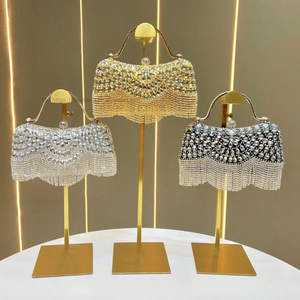 New Cross-border Polyester Rhinestone <b>Clutch</b> Bag Tassels Evening Bag Birthdays Weddings Banquets Single-shoulder Crossbody - Product Image 4