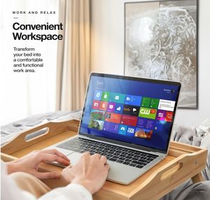 Kahvaltı tepsisi bambu yatak tepsisi yatak ve masa tepsisi katlanır bacaklar Laptop standı ve kolu - Product Image 4