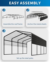 Abri de voiture moderne en métal, auvent de garage extérieur, base renforcée, toit en acier galvanisé thermolaqué, abri de voiture robuste et durable