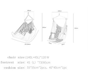 Chaise <span class=keywords><strong>hamac</strong></span> suspendue d'extérieur Chaise de balançoire de jardin Chaise balançoire <span class=keywords><strong>hamac</strong></span> suspendue <span class=keywords><strong>avec</strong></span> <span class=keywords><strong>repose</strong></span>-<span class=keywords><strong>pieds</strong></span> et porte-livre - Product Image 3