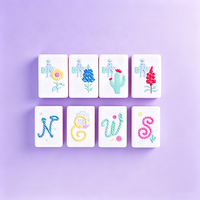 Tuiles de Mahjong Personnalisées de Luxe Modernes en Acrylique et Mélamine Miss Cowgirl, Dos Rose Vif Transparent, Ensemble Américain 3 Couches
