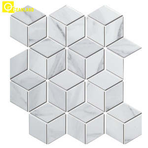 Pas cher usine maison mur sol classe haute qualité blanc <span class=keywords><strong>géométrie</strong></span> céramique <span class=keywords><strong>hexagone</strong></span> mosaïque carrelage - Product Image 3