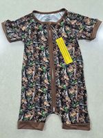 Vêtements pour enfants personnalisés en bambou, barboteuses pour tout-petits, barboteuses à fermeture éclair pour bébés, manches longues, imprimé camouflage, pyjamas, combinaison de sommeil, vêtements de nuit