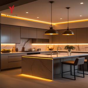 완전 알루미늄 주방 캐비닛 모듈형 수납 아일랜드 방화 모던 디자인 스테인리스 스틸 손잡이 맞춤형 서랍 - Product Image 1