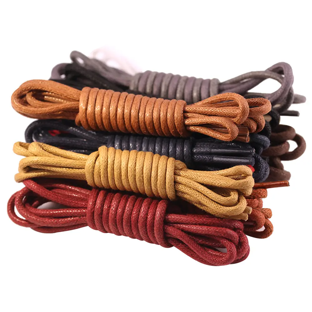 80/100/120cm Solid Color Heavy Duty and Durable Waxed Shoelaces Round Boot Laces for Boots Work Boots Hiking Shoes