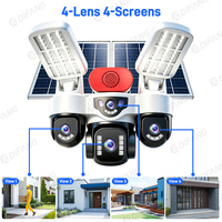 Caméra de surveillance extérieure solaire 4G / WiFi avec enregistrement vidéo 24h/24 et 7j/7, 20MP, quatre écrans, carte SIM 4G, suivi humanoïde par IA