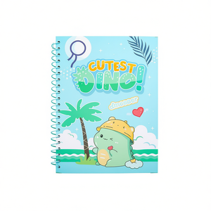 Dinosaur Notebook A4 5mm Grid 100 Pages Spiral Binding Cute Dino Design For Kids School Use - Product Image 1