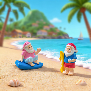 Figuras de Resina de Mini Santa Claus para Decoración de Playa, Adornos en Miniatura para Paisajes Tropicales Costeros, Venta Caliente de Verano - Product Image 4