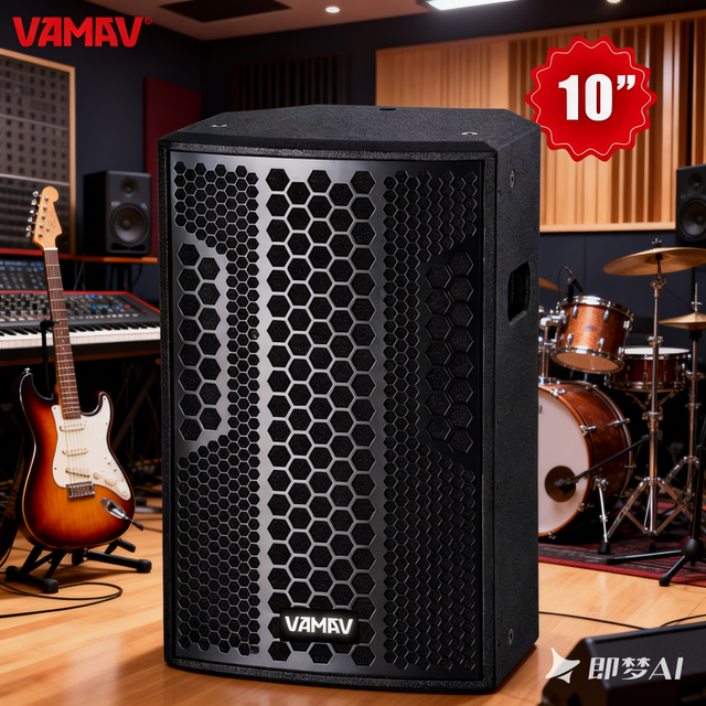 VAMAV Pro Audio NOVA TX10 10'' Wooden Active Speaker, 400W RMS, Built-in DSP Professional Sound System Bluetooth Stage Bar