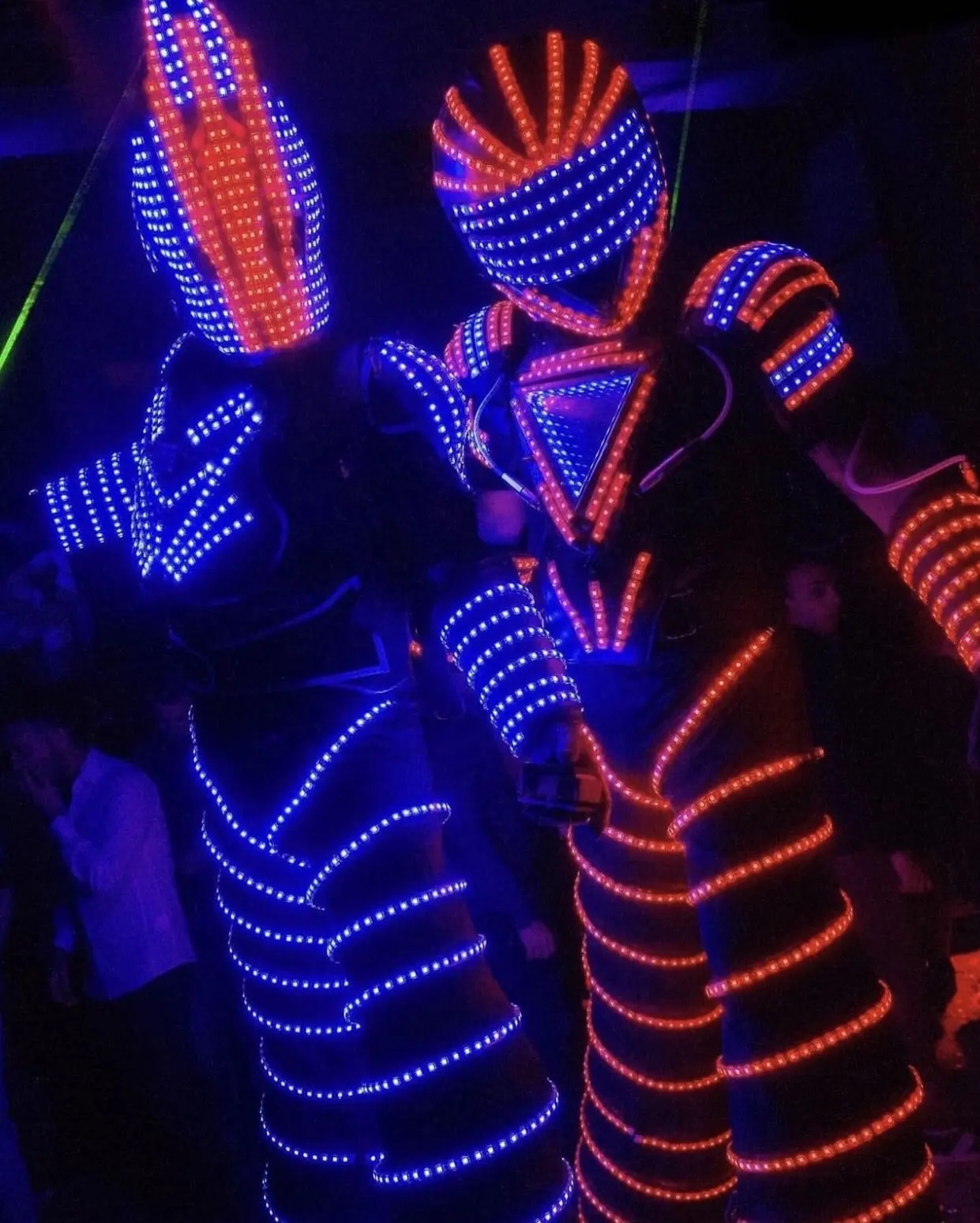Venta caliente etapa fiesta decoración carnaval luminoso actuación disfraz fiesta disfraz LED danza robot disfraz luminoso