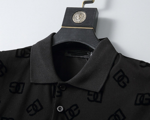 Mùa Xuân Và Mùa Hè Mới Tốt Vải Ve Áo Ngắn Tay Áo Polo Áo Sơ Mi Quần Short Phù Hợp Với Đầy Đủ Thư Đổ Xô Thủ Công Thiết Kế - Product Image 5