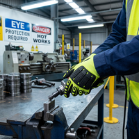 Gants de travail de sécurité jaunes haute visibilité, résistants aux coupures et aux chocs, en nitrile/NBR, avec dos en TPR et paume texturée, doublure personnalisable