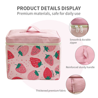 Sac de rangement pour bébé à imprimé fraises mignon, grande capacité, organiseur de couches, boîte de rangement portable pour la crèche, indispensable pour les voyages des nouveau-nés