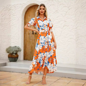 Abito Casual con collo a POLO stampato <span class=keywords><strong>Maxi</strong></span> abito estivo di utilizzo quotidiano con stampe digitali stile autunnale - Product Image 2