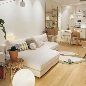 Sofá Esquinero de Tela en Color Blanco Crema, Diseño Nórdico Minimalista para Salas de Estar Pequeñas y Grandes - Product Image 1