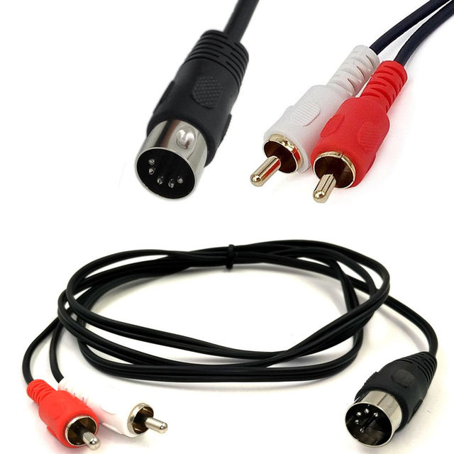 1.8m Audio Adapter Cable with 5-Pin Din Male Plug to 2-RCA Female for Electrophonic Stereo Systems HDTV