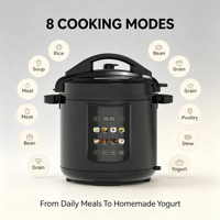 Cuisinière électrique multifonctionnelle 8-en-1 en acier inoxydable 6L avec affichage numérique LED et contrôle à une touche antiadhésif