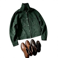 Veste courte ample en faux daim pour femme, col montant, multi-poches, style vintage décontracté