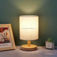 Abat-jour en jute Lampe de bureau à LED avec port de charge USB Socle de lampe de table en bois écologique Design gravé