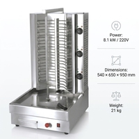 Machine à shawarma électrique commerciale à 3 brûleurs Chuanbao CG-850 en acier inoxydable, gril vertical automatique rotatif pour gyroshawarma
