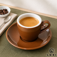 Ensemble tasse et soucoupe à café expresso avec logo personnalisé, couleur café, céramique, vaisselle résistante au lave-vaisselle, pour café et usage domestique