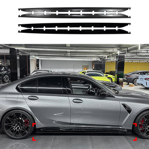 Amp-Z Side Skirts Piano Black Carbon Fiber Texture For Bmw M3 G80 G81 2021+ Matte Finish Body Kit - Product Image 1