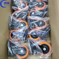 Roues de chariot industrielles en caoutchouc Pengxing 100 mm (4 pouces) pour établi, roulettes à frein central, roulettes robustes