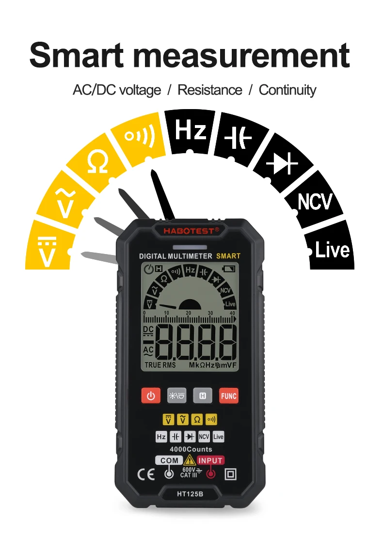 New HT125B LCD Digital Multimeter DC AC Voltage Diode Frequency Multimeter Voltage Tester Test Current