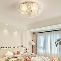 Lámpara de Techo de Hierro con Pétalos de Flores de Estilo Romántico Francés, Lámpara LED Moderna de Lujo para Dormitorio o Sala de Estar