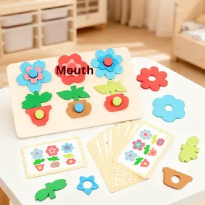 Blocchi di Costruzione in Legno Trasformabili a Forma di Fiore, Gioco Educativo Montessori per lo Sviluppo del Pensiero Logico - Product Image 1