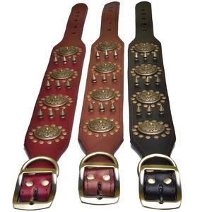 Colliers de chien pour petits, moyens et grands chiens Collier en cuir durable et réglable à usage intensif Motif solide Rivet Décoration Jeweled - Product Image 6