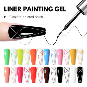 FZANEST อุปกรณ์เล็บแช่ปิด LED/UV เจลซับสีดําและสีขาว 12 สีเล็บ liner ภาพวาดสําหรับเล็บพร้อมโลโก้ OEM/ODM - Product Image 2