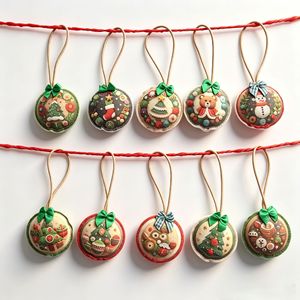 เครื่องประดับแขวนผ้าทรงกลมสำหรับคริสต์มาส ทนทาน ใช้ซ้ำได้ สีสันสดใส สำหรับตกแต่งต้นคริสต์มาส งานปาร์ตี้วันหยุด ชุดของขวัญ - Product Image 5