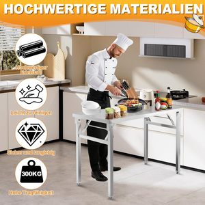 Banco DE TRABAJO plegable de acero inoxidable YRHome, capacidad de carga de 300kg, superficie pulida, resistente a la corrosión, <span class=keywords><strong>Catering</strong></span>, cocina al aire libre - Product Image 4