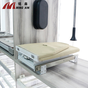 Tabla de Planchar Ming Xin de Aluminio Rectangular, Plegable, para Armario, con Tela de Madera de Hierro, Color Beige - Product Image 1