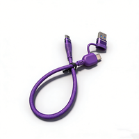 Câble de charge USB/Type-C vers Type-C 2 en 1 court de 25 cm pour appareil Android USB-C 15/16/17, banque d'alimentation