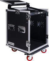 Flight case 14U PA DJ Rack/Road ATA Case con tapa mezcladora inclinada 11U, profundidad de rack de 20 pulgadas, mesa de trabajo de DJ y ruedas, 14 Space S
