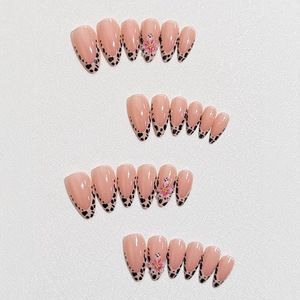 <span class=keywords><strong>Uñas</strong></span> <span class=keywords><strong>Postizas</strong></span> Pre-diseñadas con Estampado de Leopardo y Almendras, Estilo Francés con Flores Pintadas, 24 Piezas, Europa América - Product Image 6