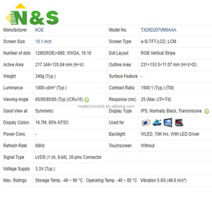 จอแสดงผล LCD IPS WXGA ขนาด 10.1 นิ้ว 1280*800 สำหรับอุปกรณ์ควบคุมอุตสาหกรรม ทางการแพทย์ และยานยนต์ รุ่น TX26D207VM0AAA - Product Image 4