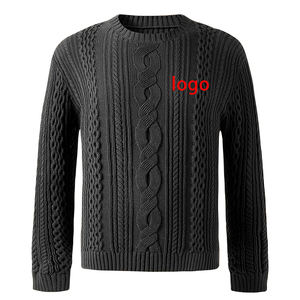 Vente en gros de pulls à manches longues pulls tricotés pour hommes avec logo brodé pull d'automne 100% en coton - Product Image 1
