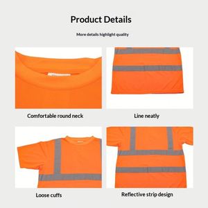 T-shirt réfléchissant à manches courtes, respirant, léger, pour extérieur, avec logo personnalisé, pour la sécurité haute visibilité - Product Image 2