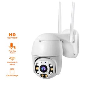 Vendita calda 1080P telecamera di sicurezza per esterni telecamera Wireless Full Color CCTV telecamera di sorveglianza PTZ Dome IP Cam