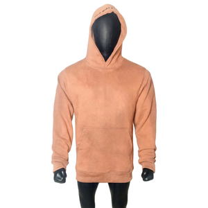 Sudadera con Capucha Gráfica Cruzada Naranja Durazno para Hombre, Estilo Urbano Vintage, de Gran Gramaje, Casual, de Manga Larga, Oversize - Product Image 1