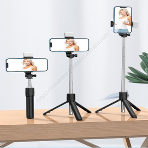 Trépied perche à selfie F210S 0,7 m avec lumière d'appoint, extensible et léger, support de voyage universel pour tous les téléphones - Product Image 5