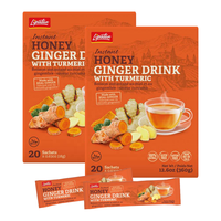 Thé au gingembre et au miel Lipatea - Saveur curcuma, lot de 2, extrait de gingembre et édulcorant naturel, thé sans caféine, 20 sachets par boîte
